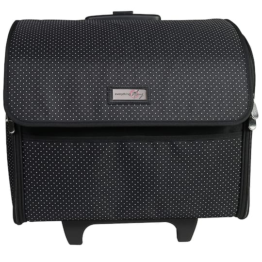 Everything Mary Collapsible Black Pin Dot Rolling Sewing Machine Tote
